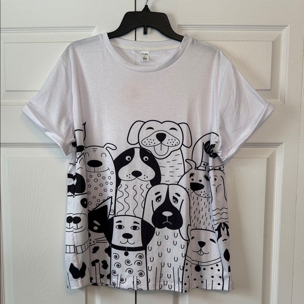 Super Fun Dog print Tee XL NWT